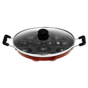 ALUMINIUM DIE CASTING NON-STICK COOKWARE 	Jumbo Appam (Glass Lid) 12 Bowl