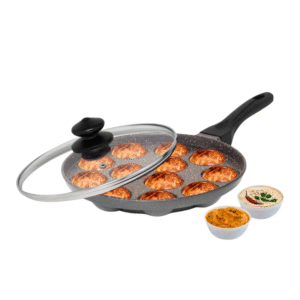 ALUMINIUM DIE CASTING NON-STICK COOKWARE 	Round Big Appam (Glass Lid) 12 Bowl