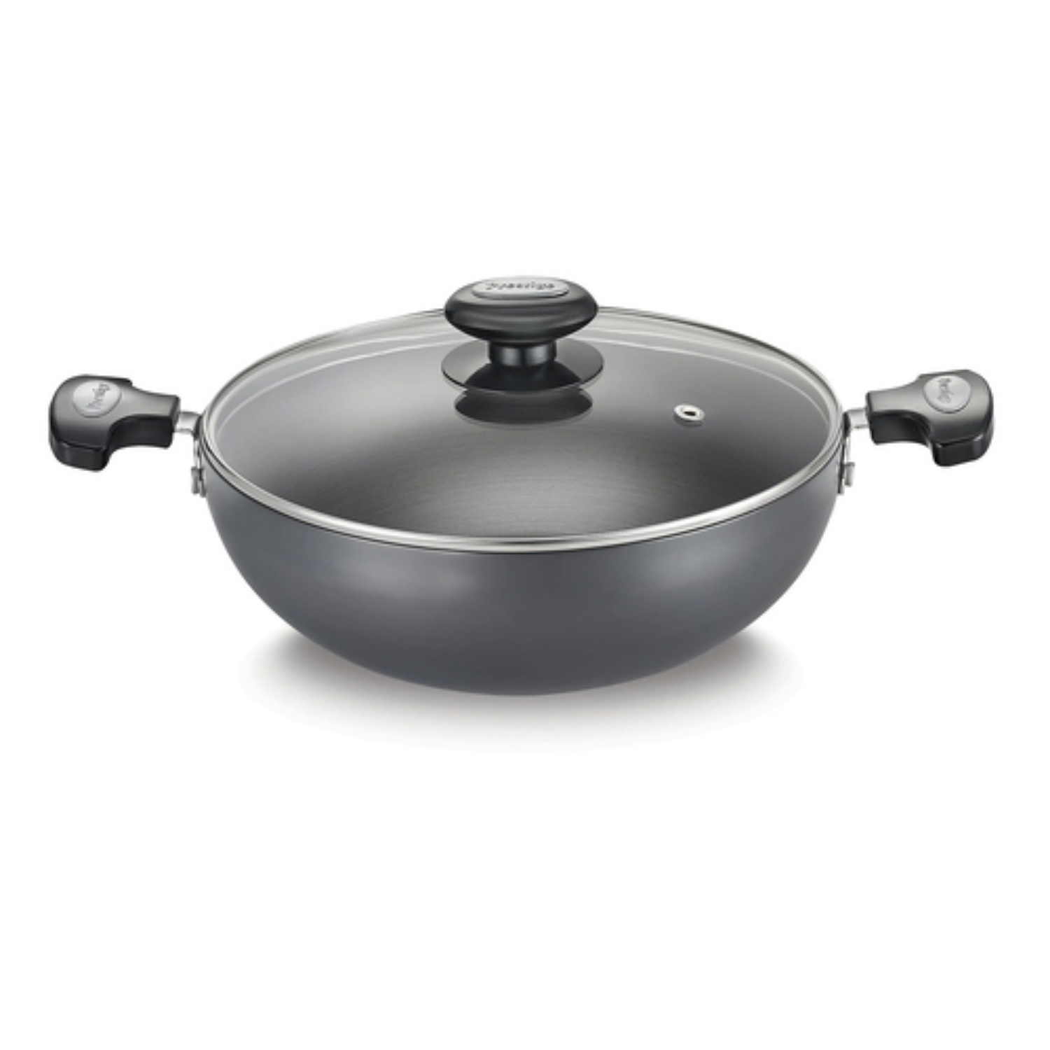 HARD ANODISED PLUS COOKWARE Kadai 30cm With Glass Lid