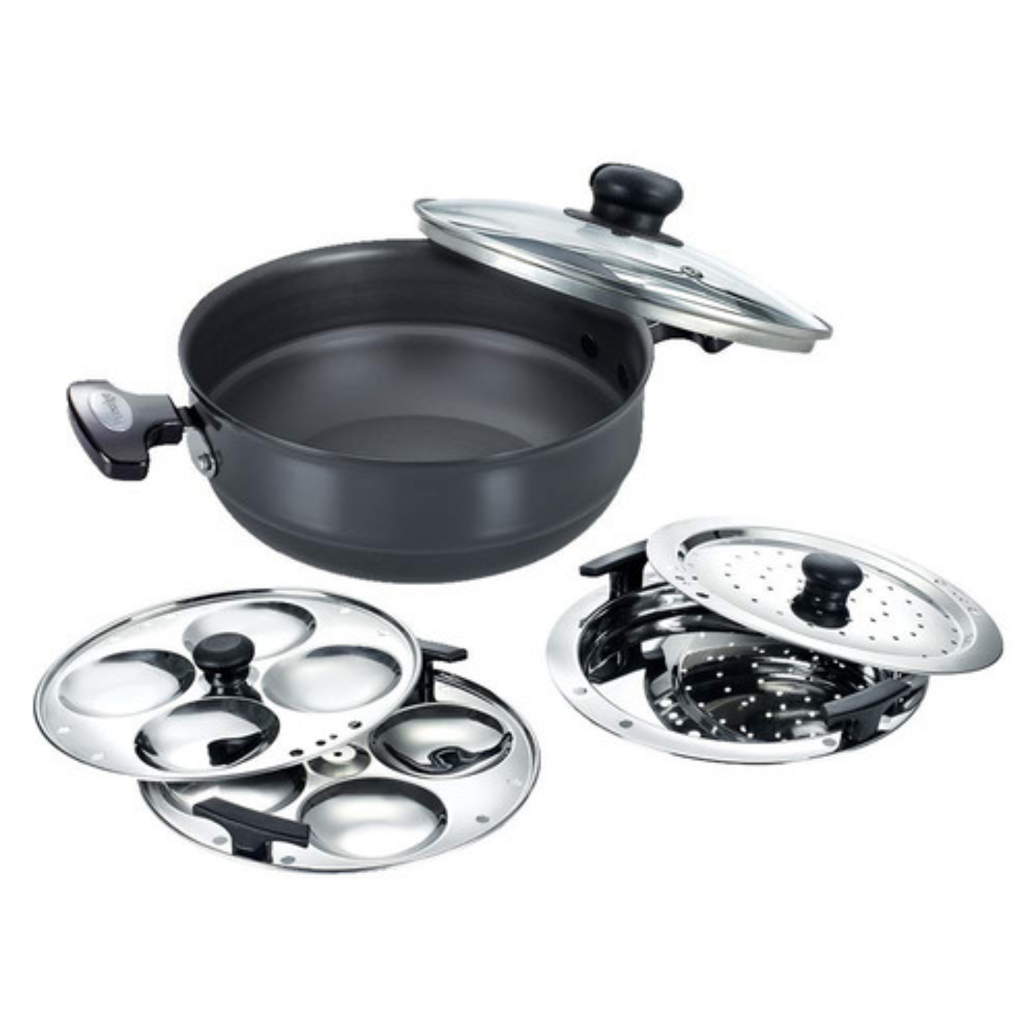 HARD ANODISED PLUS COOKWARE Multi-Kadai 22cm