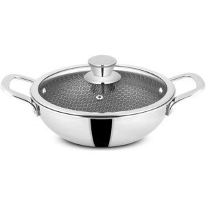 HONEYCOMB TRIPLY DEEP KADAI WITH GLASS LID DEEP KADAI 220 mm (2.5 LTRS)