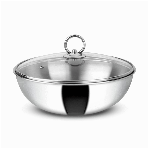 HONEYCOMB TRIPLY DEEP KADAI WITH GLASS LID DEEP KADAI 240 mm (3.5 LTRS)