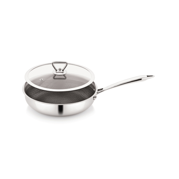 HONEYCOMB TRIPLY TAPPER FRY PAN WITH GLASS LID TAPPER FRY PAN 220 mm