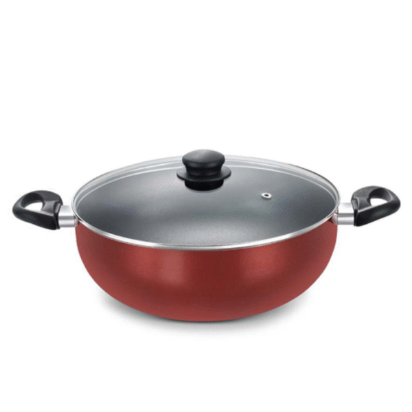 OMEGA DELUXE COOKWARE Deep Kadai 24cm with Glass lid