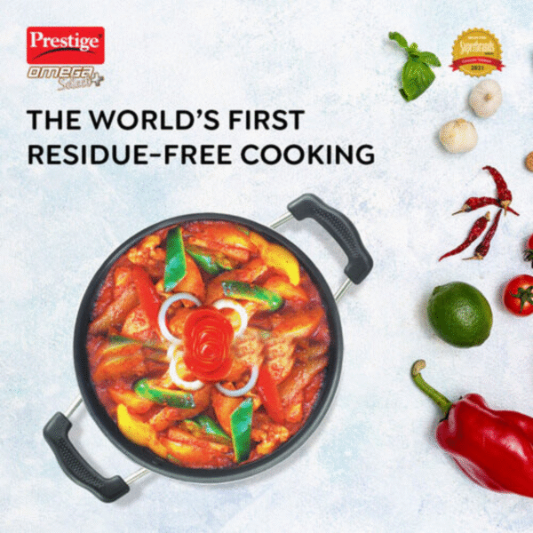 OMEGA SELECT PLUS COOKWARE Flat Base Kadai 27cm With Lid