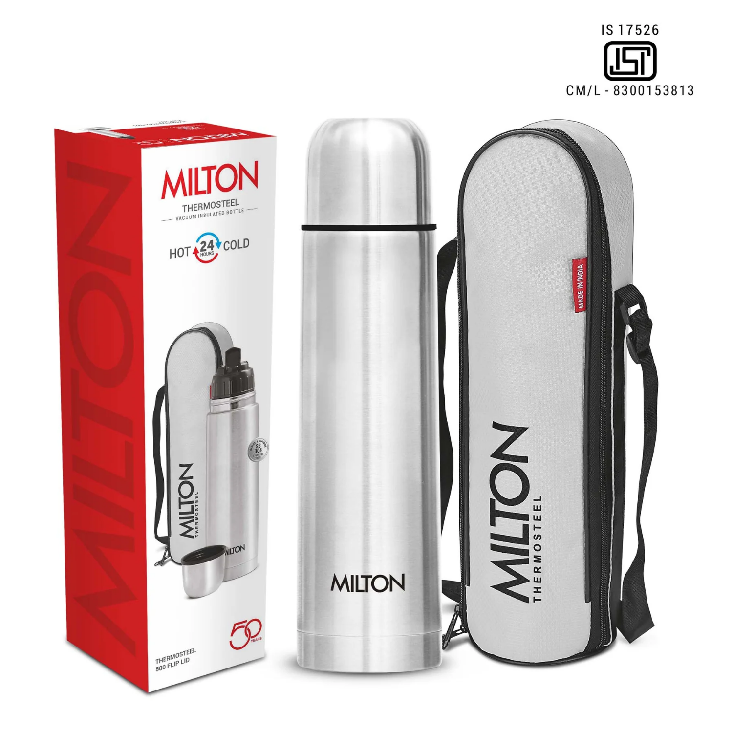 STAINLESS STEEL THERMOSTEEL 500 ML WITH FLIP LID