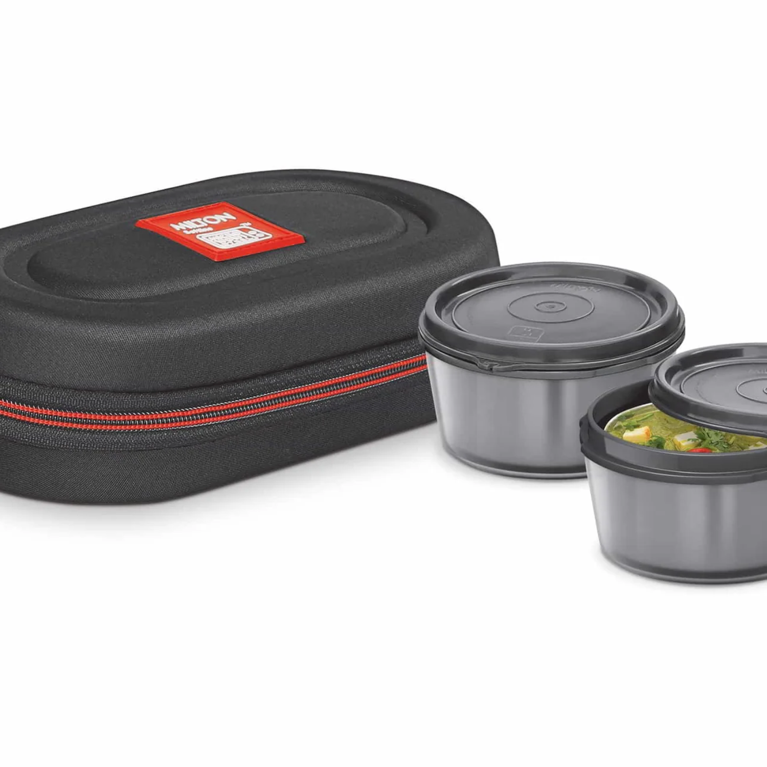 TIFFINS (SOFTLINE) NUTRI LUNCH 2 ROUND STEEL MICROWAVABLE CONTAINERS