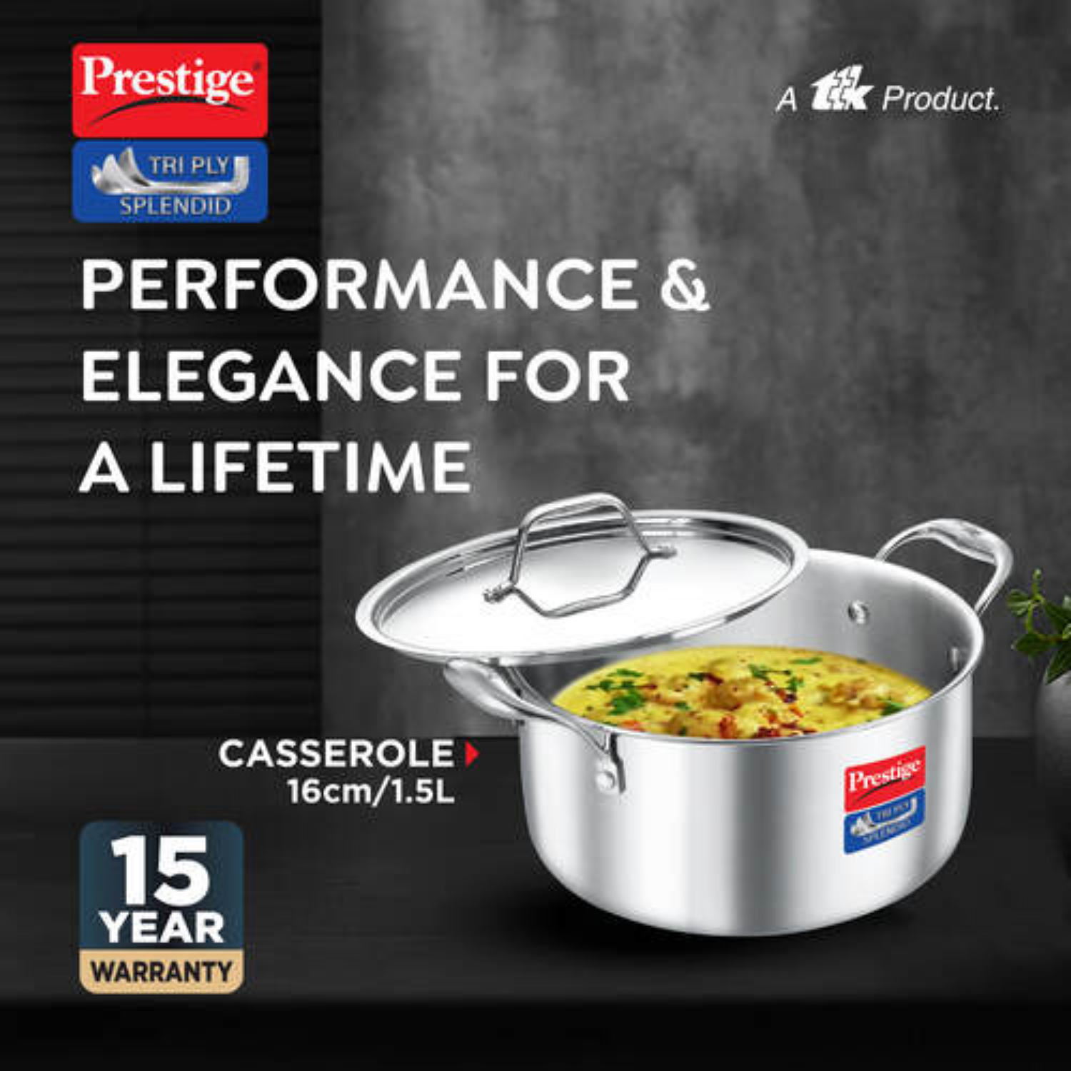 TRIPLY SPLENDID COOKWARE  Casserole 16cm With Lid